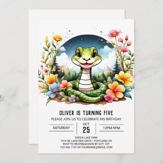 Eenvoudige Python Kinderen Verjaardagsfeest Kaart (Voorkant / Achterkant)