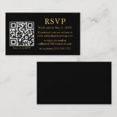 Eenvoudige QR Black RSVP Gold met minimalistisch h Informatiekaartje (Voorkant / Achterkant)