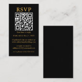Eenvoudige QR Black RSVP Gold met minimalistisch h Informatiekaartje (Voorkant / Achterkant)