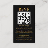 Eenvoudige QR Black RSVP Gold met minimalistisch h Informatiekaartje (Voorkant)