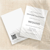 Eenvoudige QR Code Black White Wedding Kaart