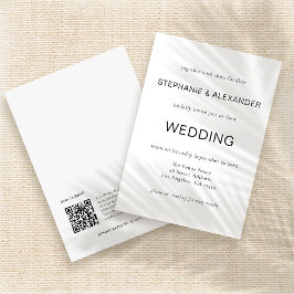 Eenvoudige QR Code Black White Wedding Kaart