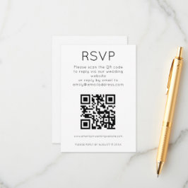 Eenvoudige QR Code Black White Wedding RSVP Enclos Informatiekaartje