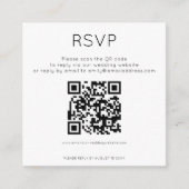 Eenvoudige QR Code Black White Wedding RSVP Informatiekaartje (Voorkant)