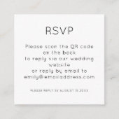 Eenvoudige QR Code Black White Wedding RSVP Informatiekaartje (Voorkant)