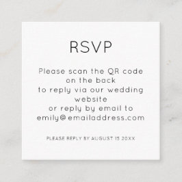 Eenvoudige QR Code Black White Wedding RSVP Informatiekaartje