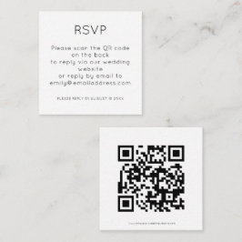 Eenvoudige QR Code Black White Wedding RSVP Informatiekaartje