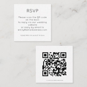 Eenvoudige QR Code Black White Wedding RSVP Informatiekaartje