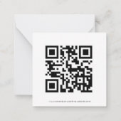 Eenvoudige QR Code Black White Wedding RSVP Notitiekaartje (Achterkant)