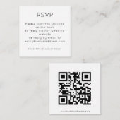 Eenvoudige QR Code Black White Wedding RSVP Notitiekaartje (Voorkant / Achterkant)