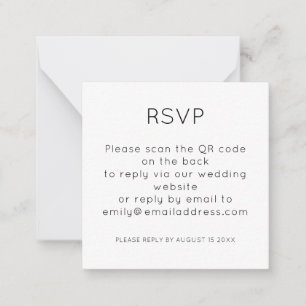 Eenvoudige QR Code Black White Wedding RSVP Notitiekaartje