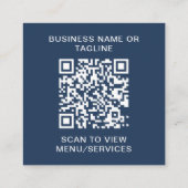 Eenvoudige QR-code Blauwe Zakelijke Logo Vierkante Visitekaartje (Achterkant)