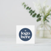 Eenvoudige QR-code Blauwe Zakelijke Logo Vierkante Visitekaartje (Staand voorkant)
