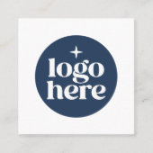 Eenvoudige QR-code Blauwe Zakelijke Logo Vierkante Visitekaartje (Voorkant)