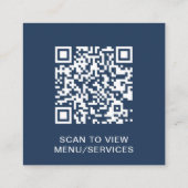 Eenvoudige QR-code Blauwe Zakelijke Logo Vierkante Visitekaartje (Achterkant)