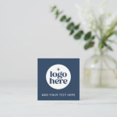 Eenvoudige QR-code Blauwe Zakelijke Logo Vierkante Visitekaartje (Staand voorkant)