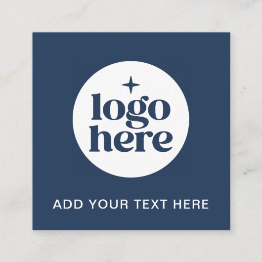 Eenvoudige QR-code Blauwe Zakelijke Logo Vierkante Visitekaartje (Voorkant)