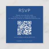 Eenvoudige QR Code Blue Wedding RSVP Informatiekaartje (Voorkant)