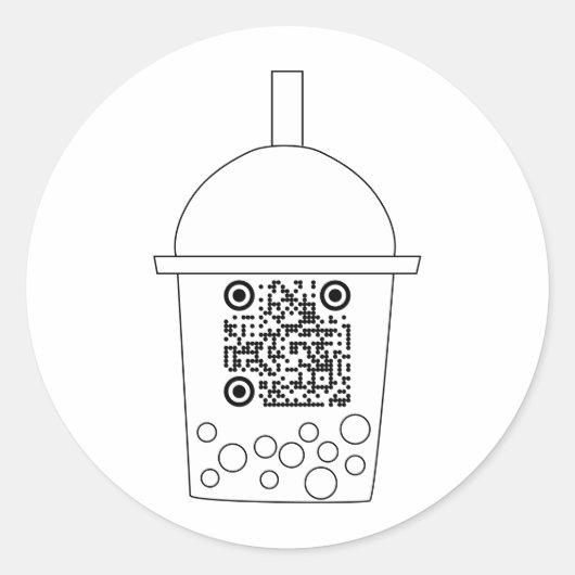 Eenvoudige QR Code Boba Tea Sticker (Voorkant)