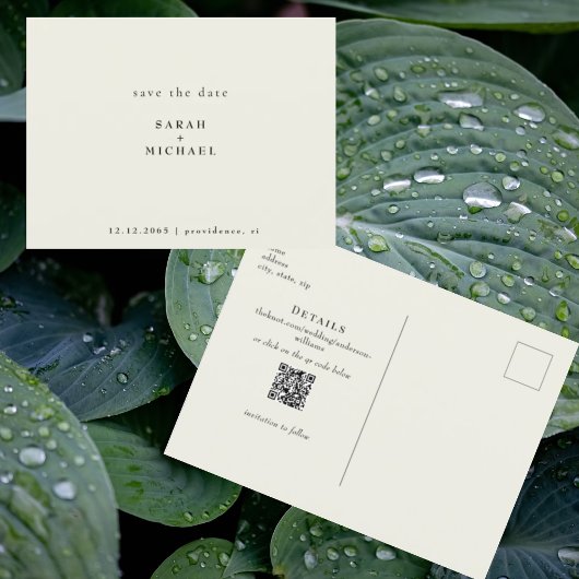 Eenvoudige QR Code Bruiloft Geel Save the Date Briefkaart