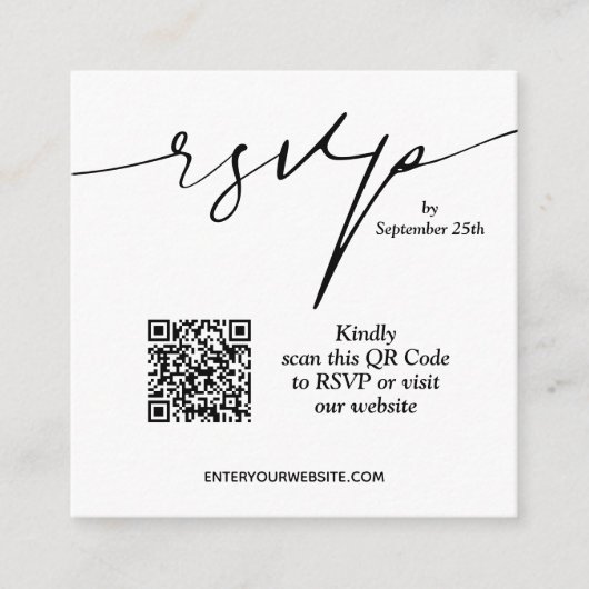 Eenvoudige QR-code bruiloft Informatiekaartje (Voorkant)
