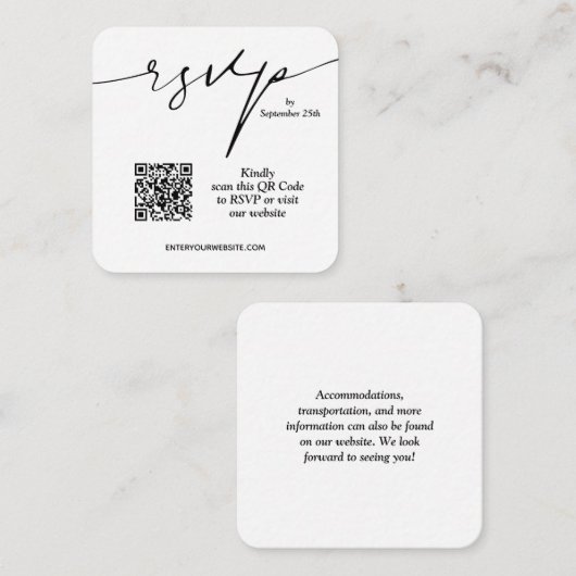 Eenvoudige QR-code bruiloft Informatiekaartje (Voorkant / Achterkant)