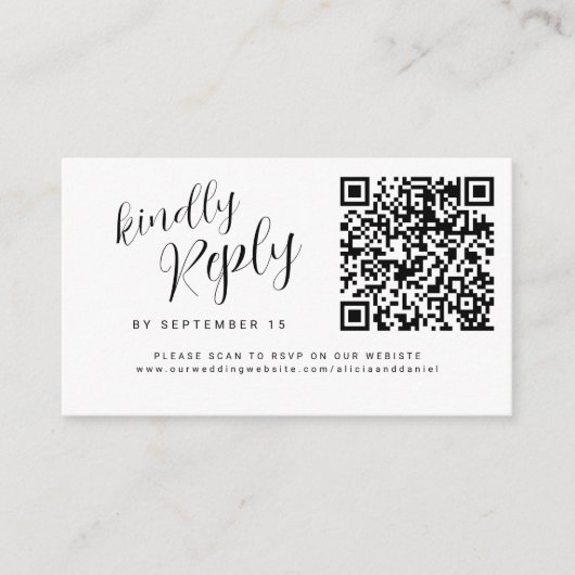 Eenvoudige QR-code bruiloft website online RSVP Informatiekaartje (Voorkant)