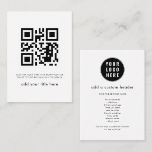 Eenvoudige QR Code Business Logo Trendy Aangepast Notitiekaartje