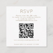 Eenvoudige QR-code Champagne Gold Text Weddenschap Informatiekaartje (Voorkant)