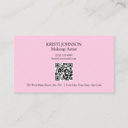 Eenvoudige QR-code Client waardering Roze Loyalty Visitekaartje (Achterkant)