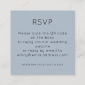 Eenvoudige QR-code Dusty Blue Wedding RSVP-behuizi Informatiekaartje (Voorkant)