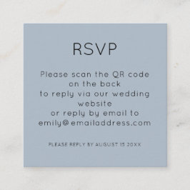 Eenvoudige QR-code Dusty Blue Wedding RSVP-behuizi Informatiekaartje