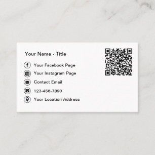 Eenvoudige QR-code en sociale media contactkaarten Visitekaartje