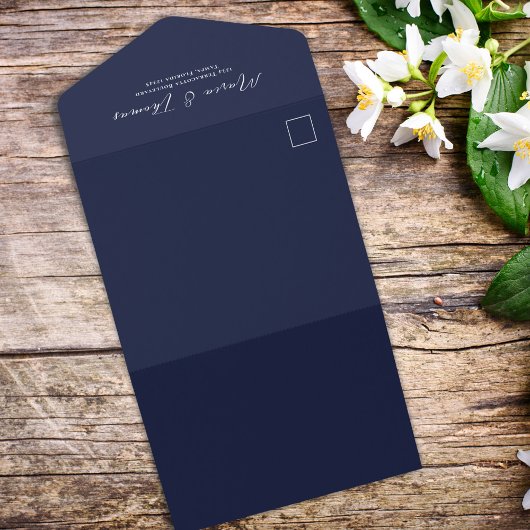 Eenvoudige QR Code Foto Marine Blauw RSVP Online All In One Uitnodiging