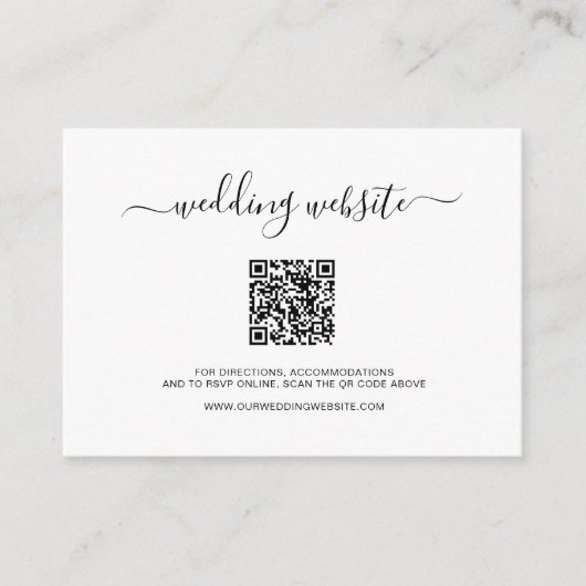 Eenvoudige QR-code foto Moderne bruiloft Informatiekaartje (Voorkant)