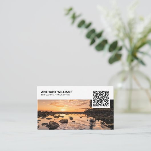 Eenvoudige QR Code Fotograaf Visitekaartje (Staand voorkant)
