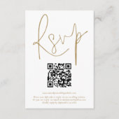Eenvoudige QR Code Gold Script Wedding RSVP-Kaart Kaart (Voorkant)