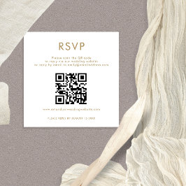 Eenvoudige QR-code Gold White Wedding RSVP Informatiekaartje