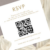 Eenvoudige QR-code Gold White Wedding RSVP Informatiekaartje