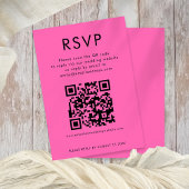 Eenvoudige QR Code Heet Roze Bruiloft RSVP Kaart