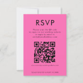 Eenvoudige QR Code Heet Roze Bruiloft RSVP Kaart (Voorkant)