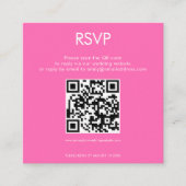 Eenvoudige QR Code Heet Roze Huwelijk RSVP Informatiekaartje (Voorkant)
