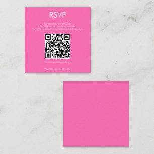Eenvoudige QR Code Heet Roze Huwelijk RSVP Informatiekaartje