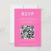 Eenvoudige QR Code Hot Roze Wit Bruiloft RSVP Kaar Kaart (Voorkant)