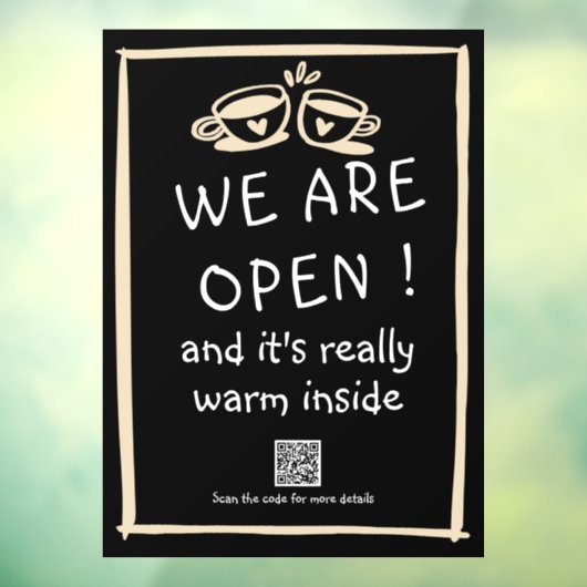 eenvoudige qr - code koffiewinkel grote vensterkla raamsticker (Vel 3)