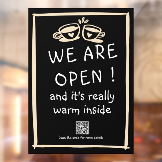 eenvoudige qr - code koffiewinkel grote vensterkla raamsticker (Vel 2)