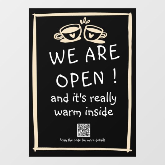 eenvoudige qr - code koffiewinkel grote vensterkla raamsticker (Vel)