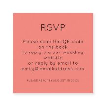 Eenvoudige QR Code Koraal Roos Bruiloft RSVP Behui