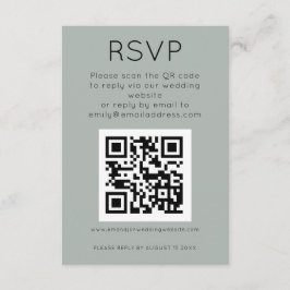 Eenvoudige QR Code Light Sage Weddenschap RSVP Informatiekaartje
