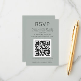 Eenvoudige QR Code Light Sage Weddenschap RSVP Informatiekaartje